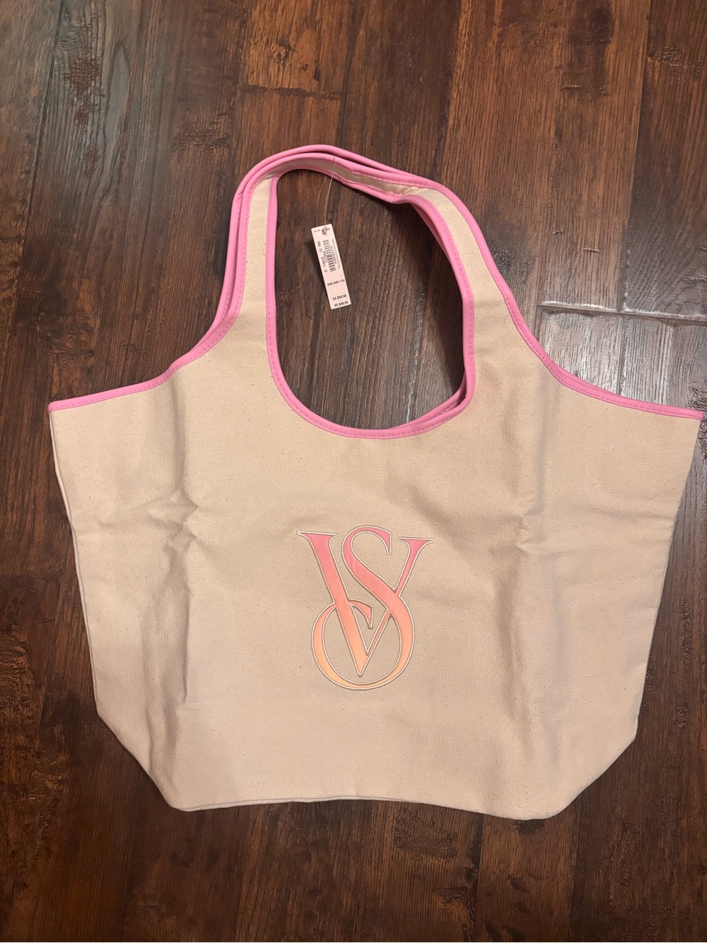 Victoria's Secret Pink-Trim Canvas Tote Bag